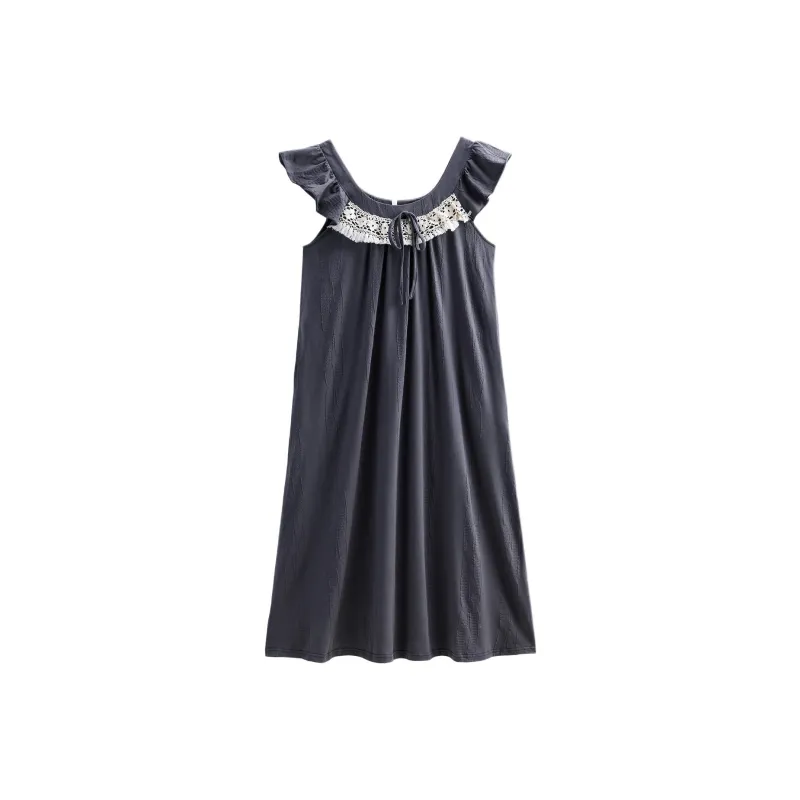 XUANZHITING Nightgown Women's Navy Blue-0