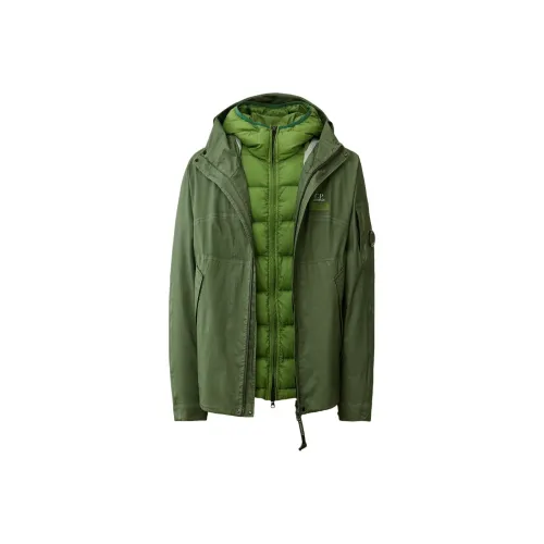 C.P.CompClosed crew-neck linen T-Pass Verde