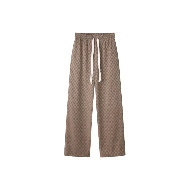 MATCHA STORY College Series Casual Pants Unisex Coffee Plaid-0