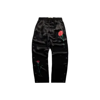 SONG FOR THE MUTE Floral appliqué Satin Track Pants
