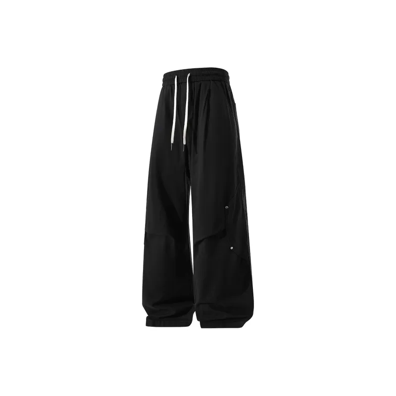 BOTH PLAY Minimalist Style Fashion Comfortable Solid Color Casual Pants Unisex Black-0