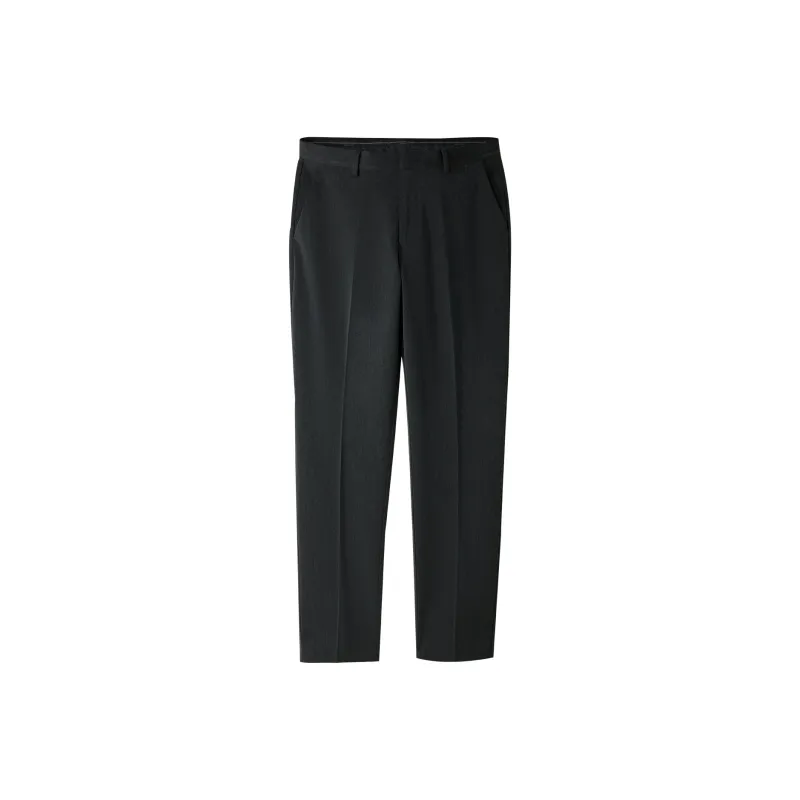 HLA Solid Color Straight Fit Gentleman Letter Embroidery Suit Trouser Men's-5