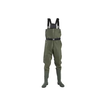 DECATHLON CAPERLAN Fishing PVC Waders 100 Overalls Men's Khaki Gray