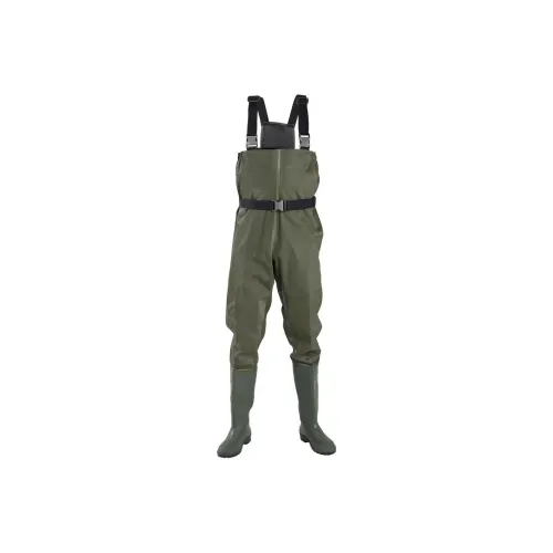 DECATHLON CAPERLAN Fishing PVC Waders 100 Overalls Men's Khaki Gray