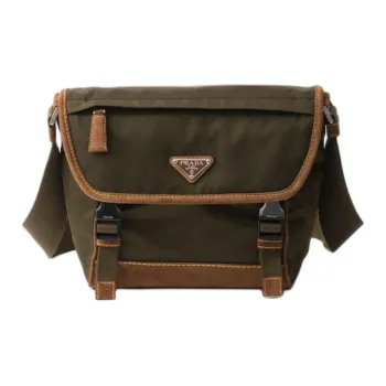 PRADA Re Nylon Recycled Nylon Shoulder Bag Medium Size Men's Brown & Army Green