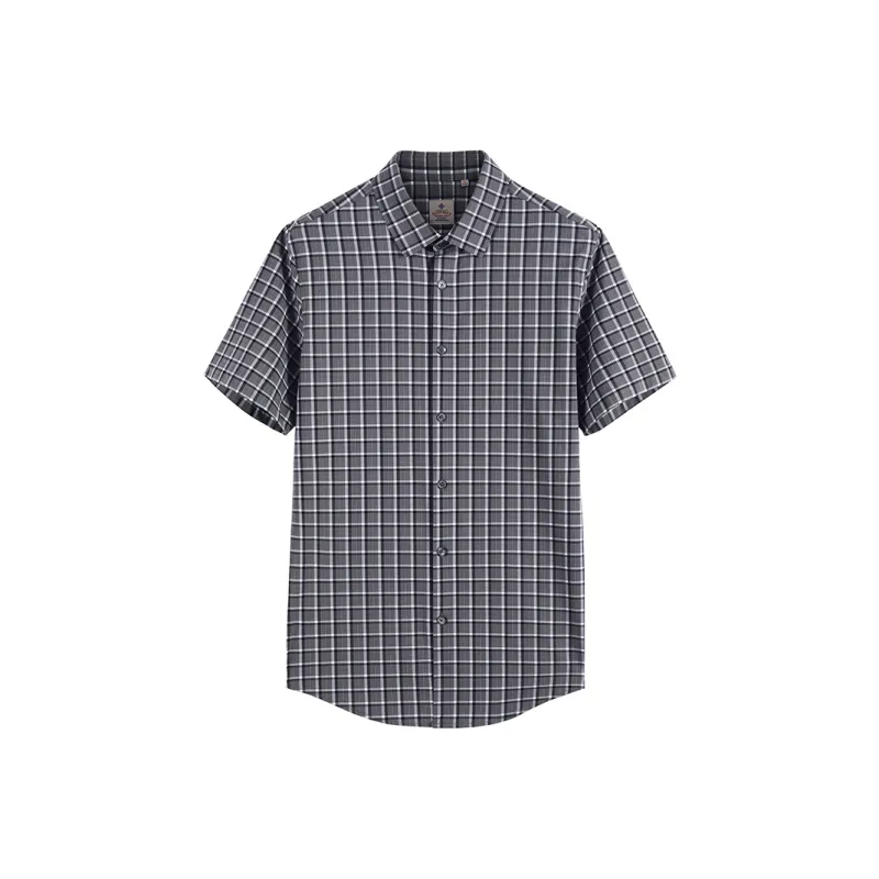 DIDIBOY T Shirts Men Gray Plaid-0