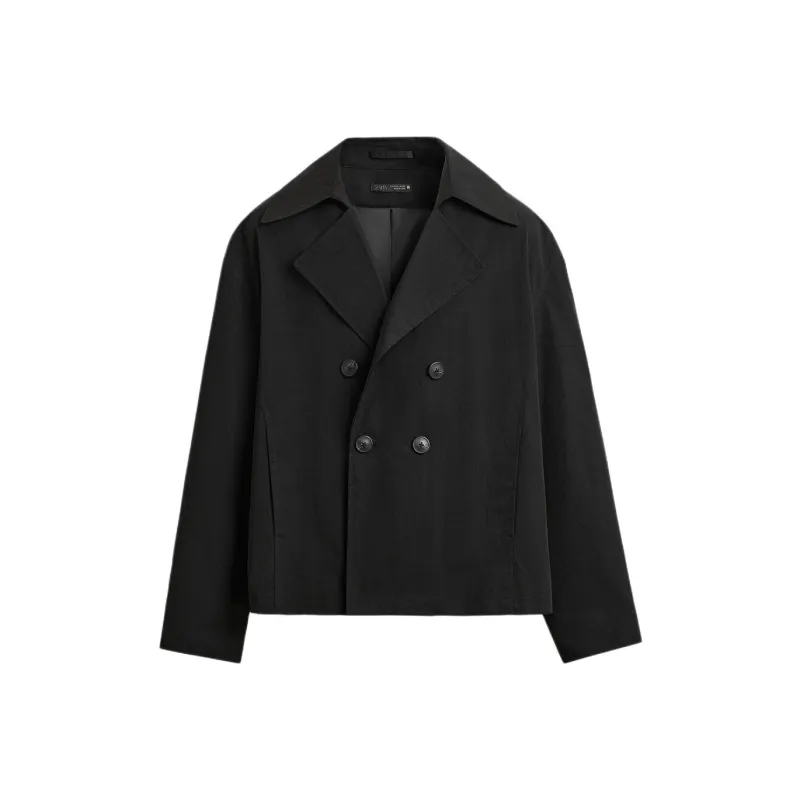 ZARA Trench Coats Men Black-0