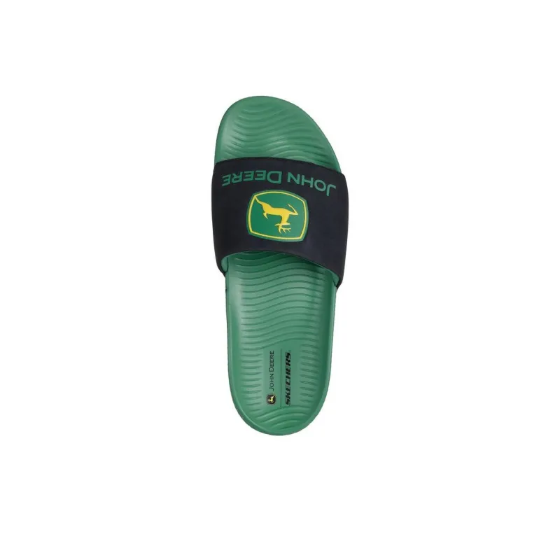 John Deere x Skechers Low Slider Big Logo Slide Slippers Men's Gray Green-4