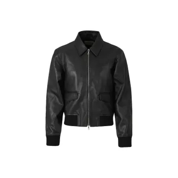 OFFICINE GENERALE Leather Bomber Jacket