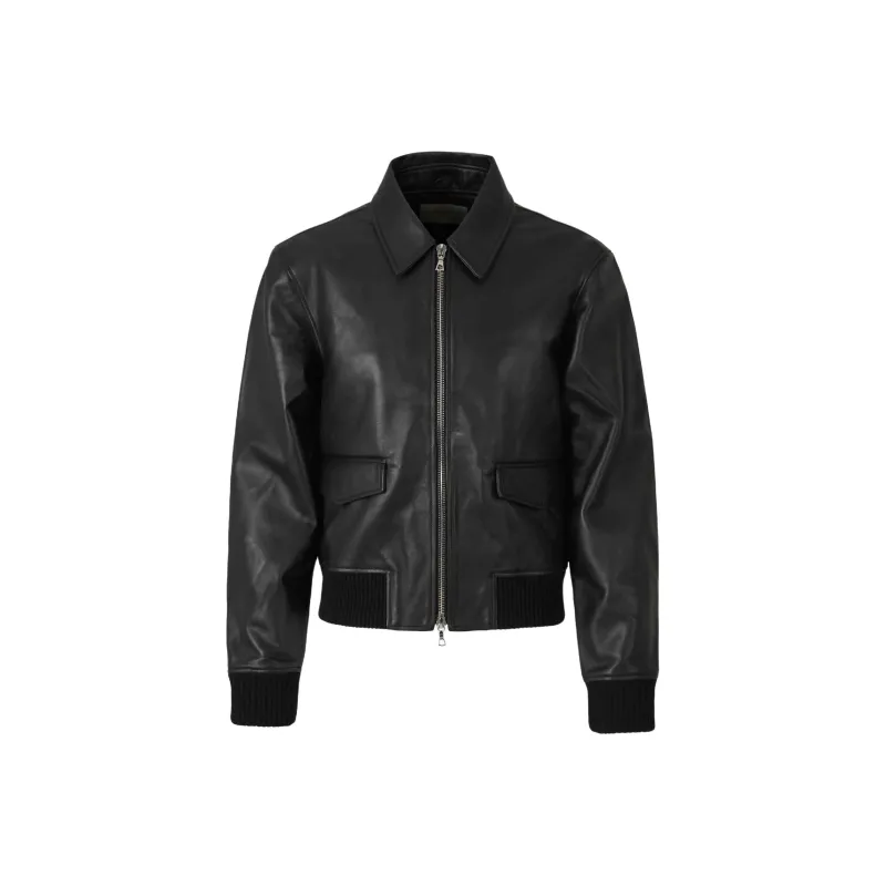 OFFICINE GENERALE Leather Bomber Jacket-0