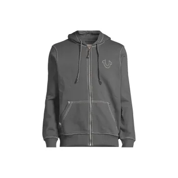 True Religion Logo embroidered Zip up Hoodie