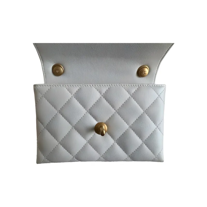 CHANEL Calfskin Crossbody Bag, Shoulder Bag Mini Women's White-4