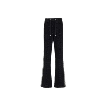 BALMAIN Monogrammed Velvet Joggers