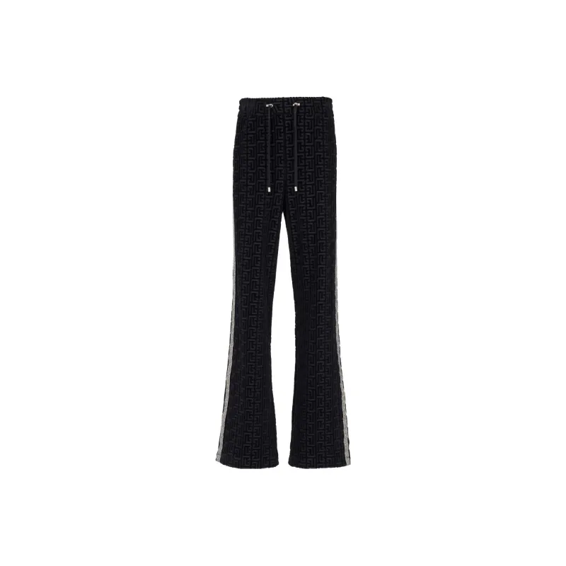 BALMAIN Monogrammed Velvet Joggers-0