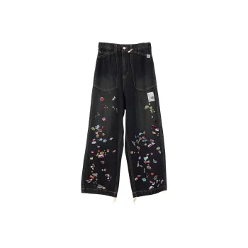 Maison Mihara Yasuhiro Sticker Prints Denim Baker Pants