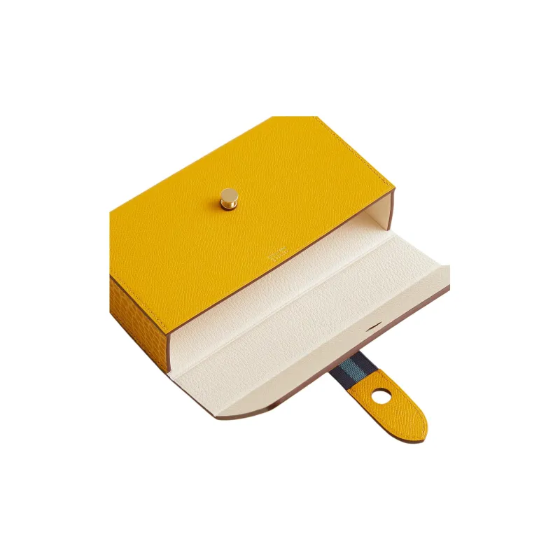 HERMES Calfskin With Crocodile Leather Clutch Women's Yellow-2