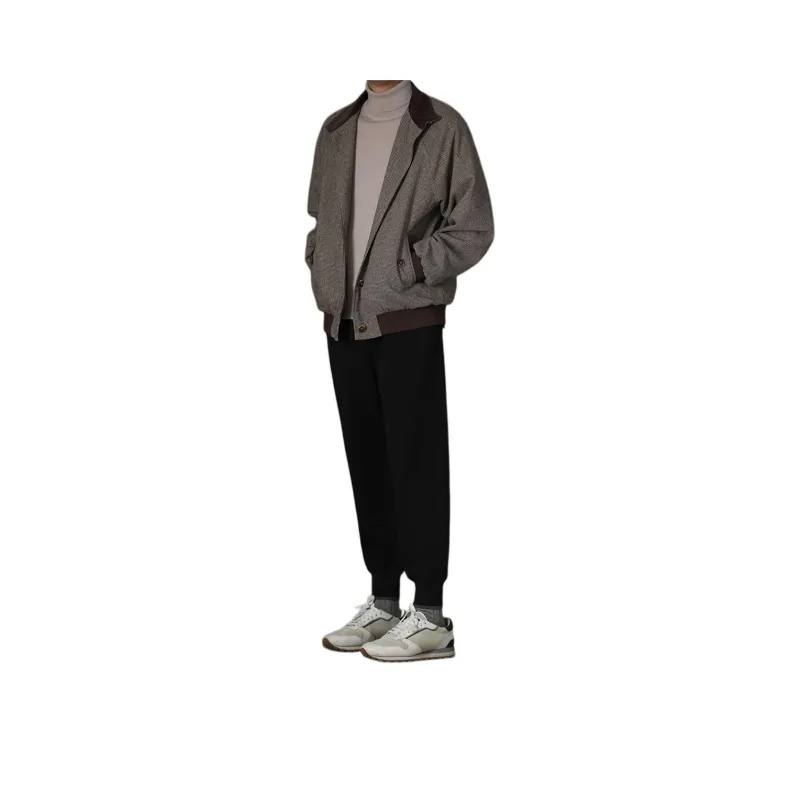 Hacikis Jackets Coats Men's Coffee Houndstooth-0