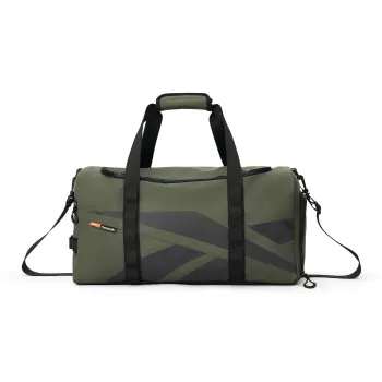 Reebok Artificial Leather Handbag, Crossbody Bag, Travel Bag, Gym Bag Medium Size Unisex White/black/grey green