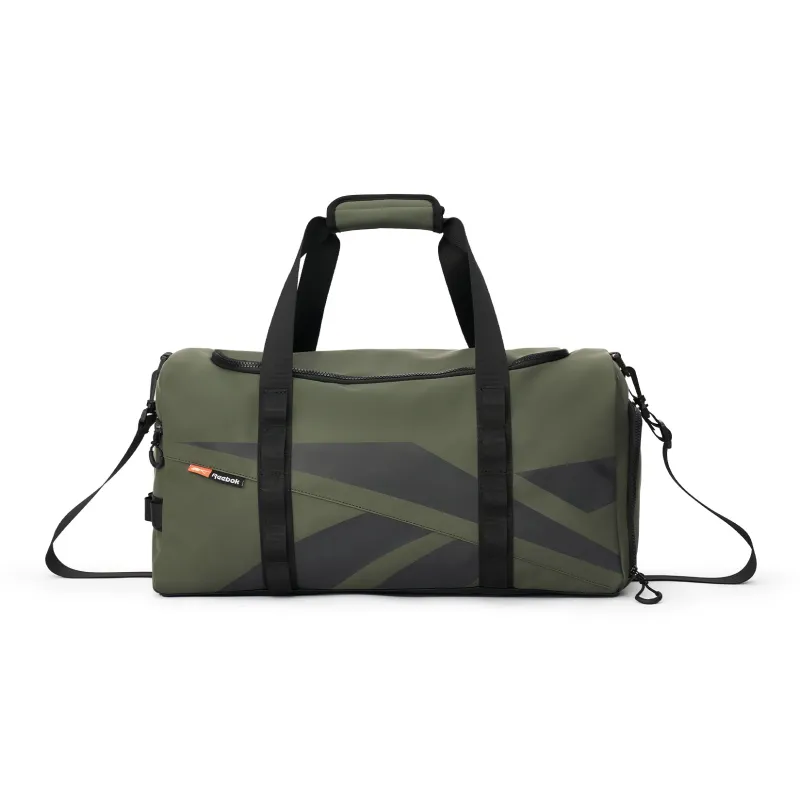 Reebok Artificial Leather Handbag, Crossbody Bag, Travel Bag, Gym Bag Medium Size Unisex White/black/grey green-8