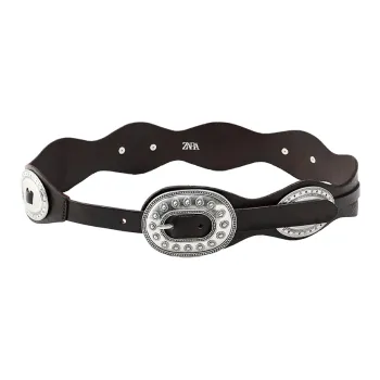 ZARA Leather Belts Women's Black Width 6CM