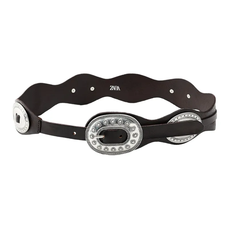 ZARA Leather Belts Women's Black Width 6CM-0