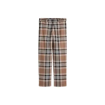 H&M Casual Pants Men Dark Beige/Plaid