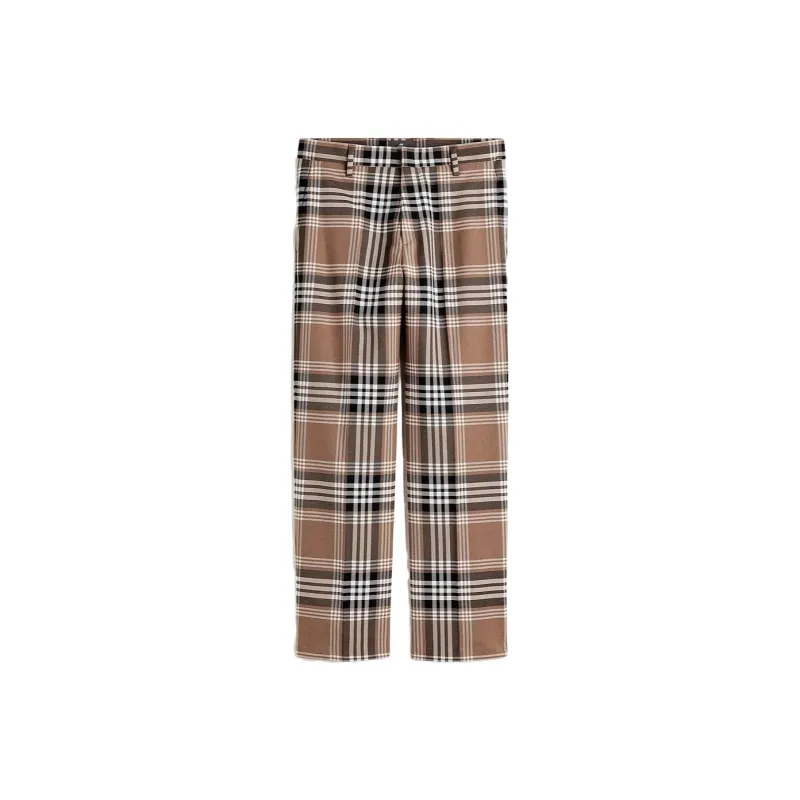H&M Casual Pants Men Dark Beige/Plaid-0