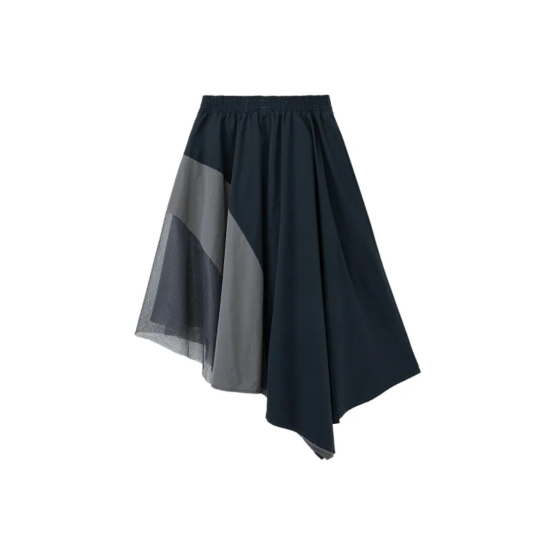 B.Duck Casual Long Skirt Women's Black Gray-1