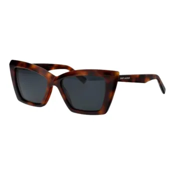 SAINT LAURENT Acetate Cat Eye Sunglasses Unisex Brown