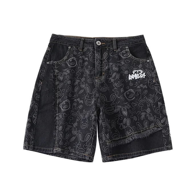 LAMLICKA Denim Shorts Unisex Black-0