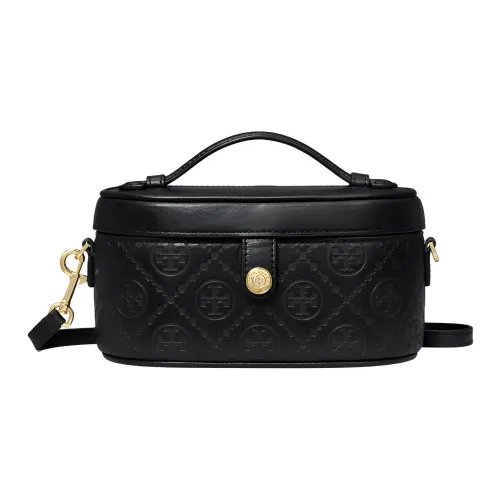 TORY BURCH T Monogram Cow Split Leather One Shoulder Crossbody Portable Makeup Bag Women's Black