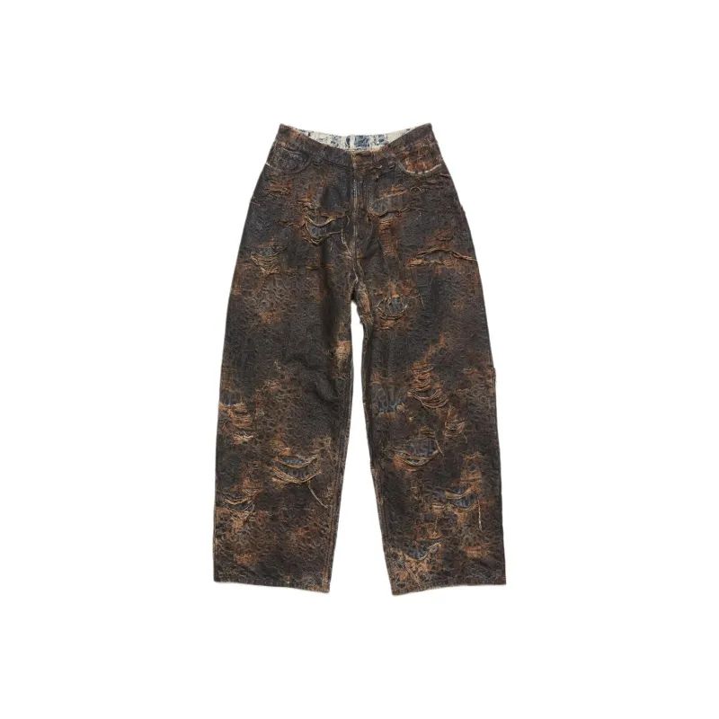Acne Studios 2023 Distressed Monogram Super Baggy Fit Jeans-0