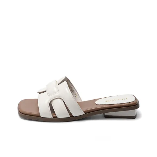 EXULL Q Stitching Leather Patchwork Odor Resistant Quick Dry Slide Slippers Women's