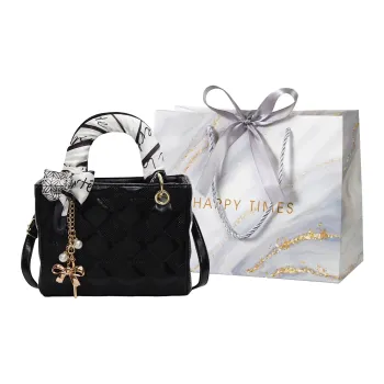 Miss Angel PU Crossbody Bag, Handbag Women's Black/White/Burgundy