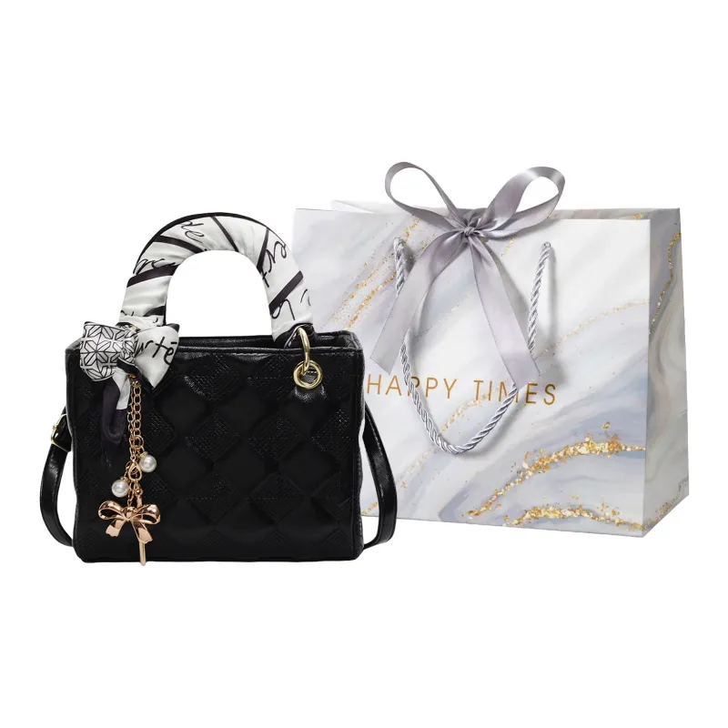 Miss Angel PU Crossbody Bag, Handbag Women's Black/White/Burgundy-5