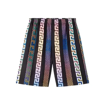 VERSACE Greca Neon Print Silk Shorts