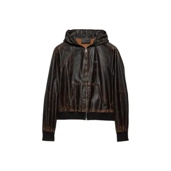 PRADA SS25 Leather Jacket Men's Dark Brown