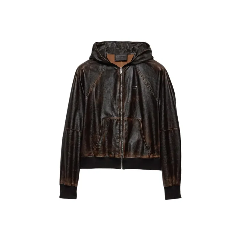 PRADA SS25 Leather Jacket Men's Dark Brown-0