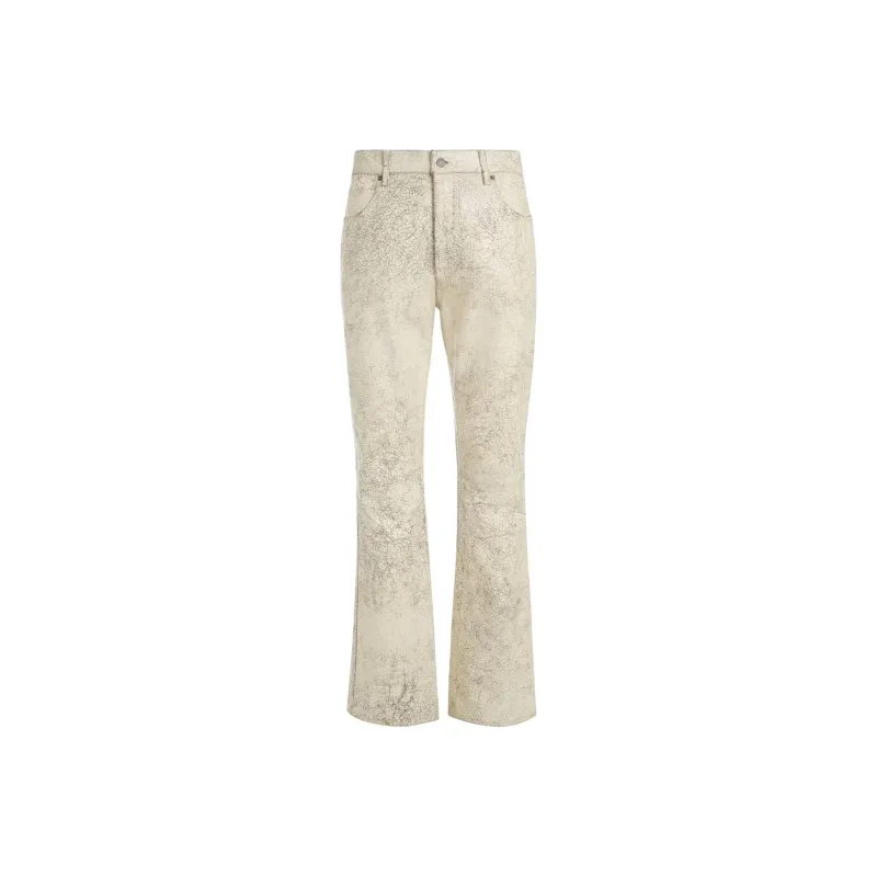 GUESS Leather Pants Men's Beige-0