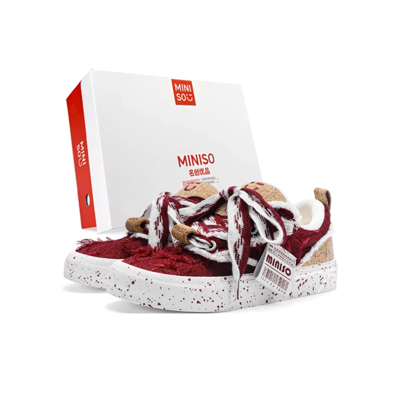 MINISO Skateboard Shoes Unisex Burgundy-0