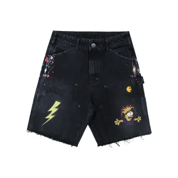 False Perception Denim Shorts Unisex Black