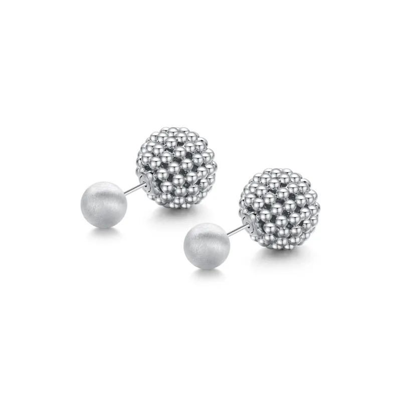 VIGG 925 Sterling Silver Needle Stud Earrings Women's-0