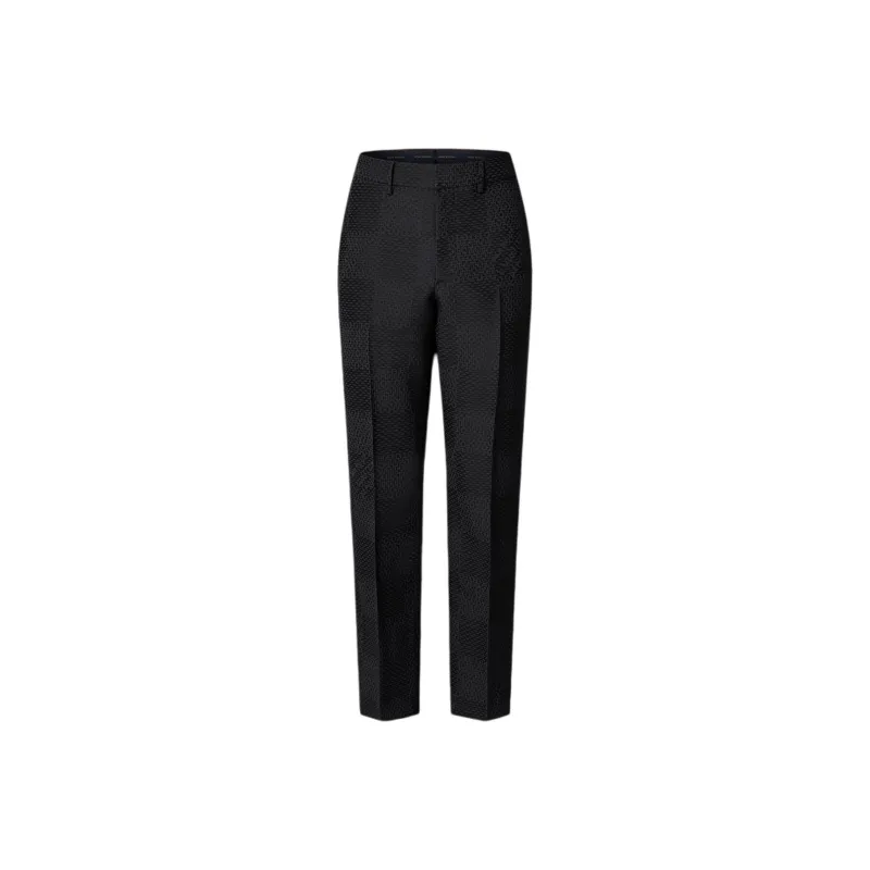 LOUIS VUITTON Jacquard Damier Wool Silk Blend Cigarette Pants-0