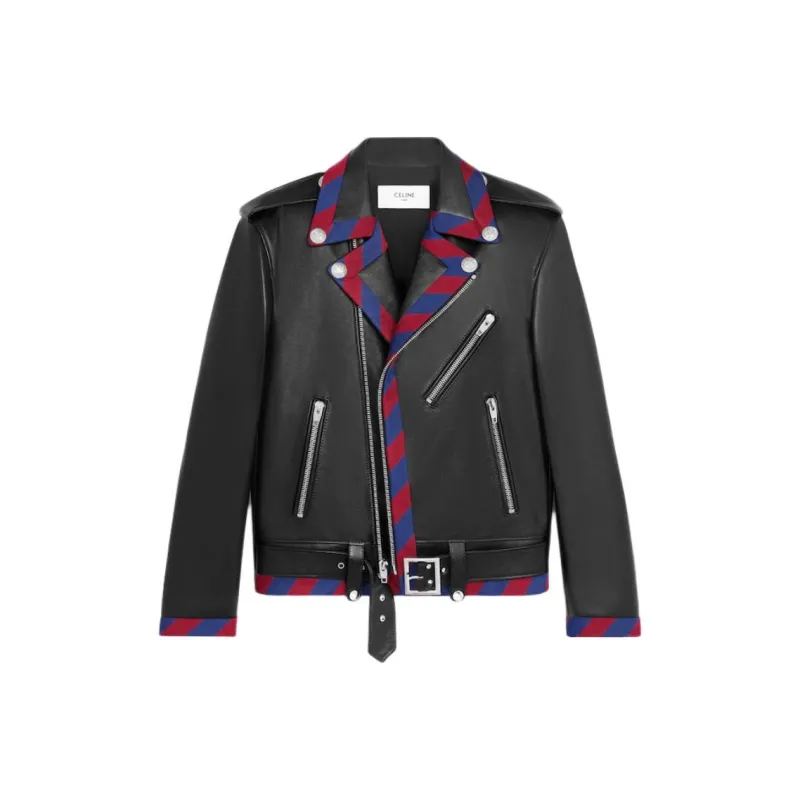 CELINE Braided Biker Zip Up Jacket-0