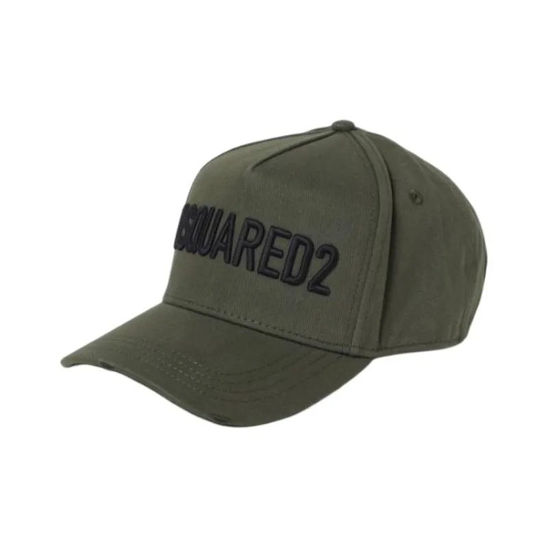 DSQUARED 2 Logo Embroidered Curved Peak Distressed Baseball Cap-0