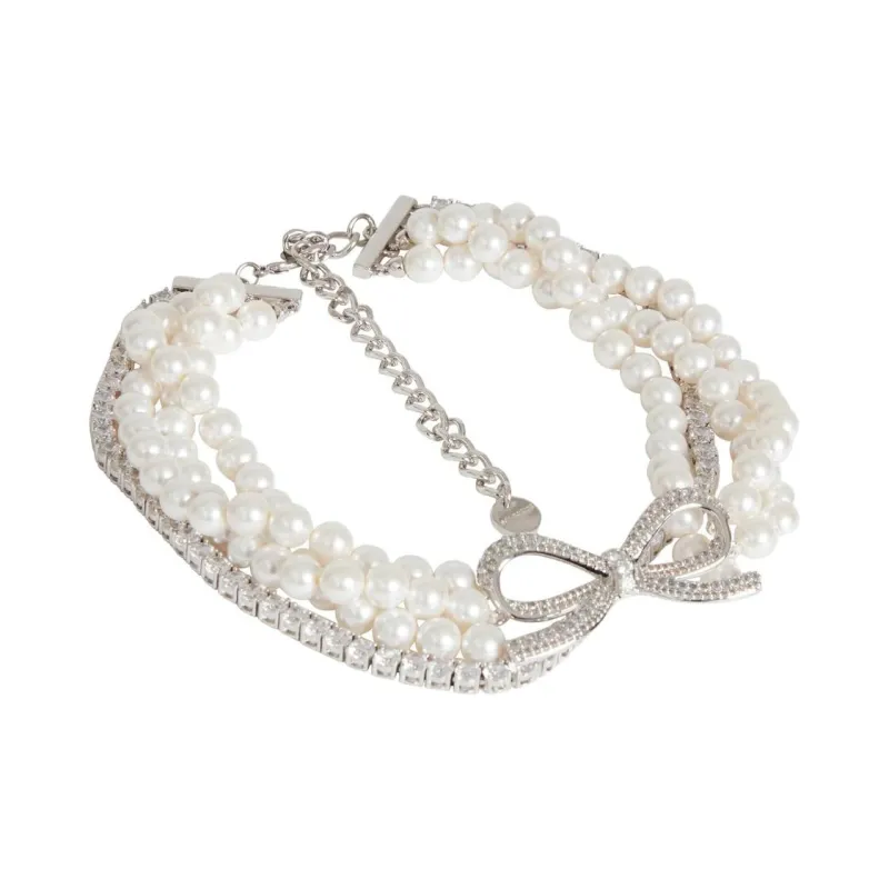 Self portrait Pearl Bow Choker-0