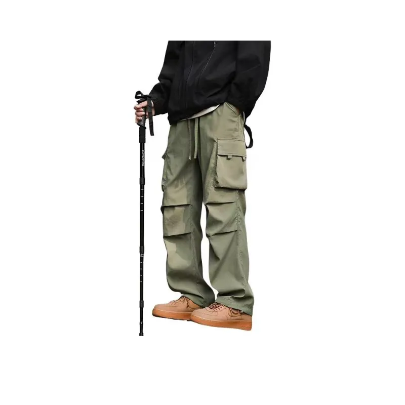 NOME Pleated Lace Up Straight Fit Wide Leg Pants Unisex-10