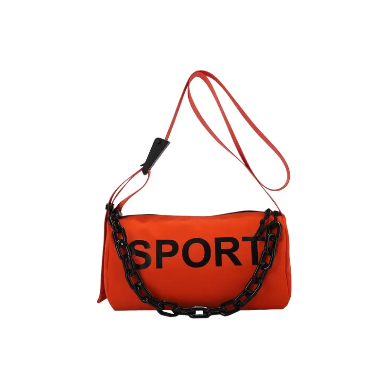 Tonlion Nylon Shoulder Bag Unisex Black/Orange-5