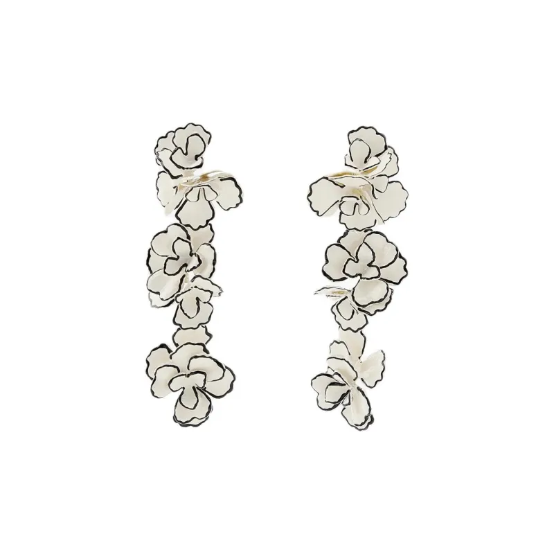 ZARA Epoxy Resin, Metal, Iron, Brass, Titanium Earrings Women's White-0
