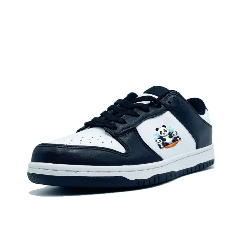 PAIN OR PLEASURE Low Top Skateboard Shoes Unisex Black White-1